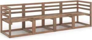 - 4-delige bruine geïmpregneerde pinewood tuin pallet sofa set - meubilair voor buiten