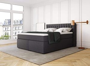 - Betten Jumbo King boxspring Bed in de afmeting 160x200cm met 7-zone pocketvering matras, hardheidsgraad H3 en 6cm topper, kleur antraciet en diverse maten beschikbaar...